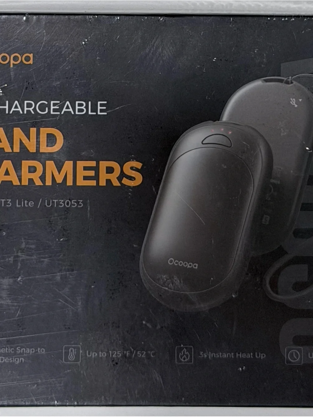 Black Rechargeable Hand Warmer & Phone Charger